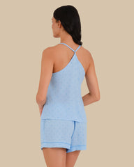 WOMEN'S CAMI WITH SHORT SET BLUE POLKA DOT / S