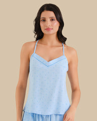 WOMEN'S CAMI WITH SHORT SET BLUE POLKA DOT / S