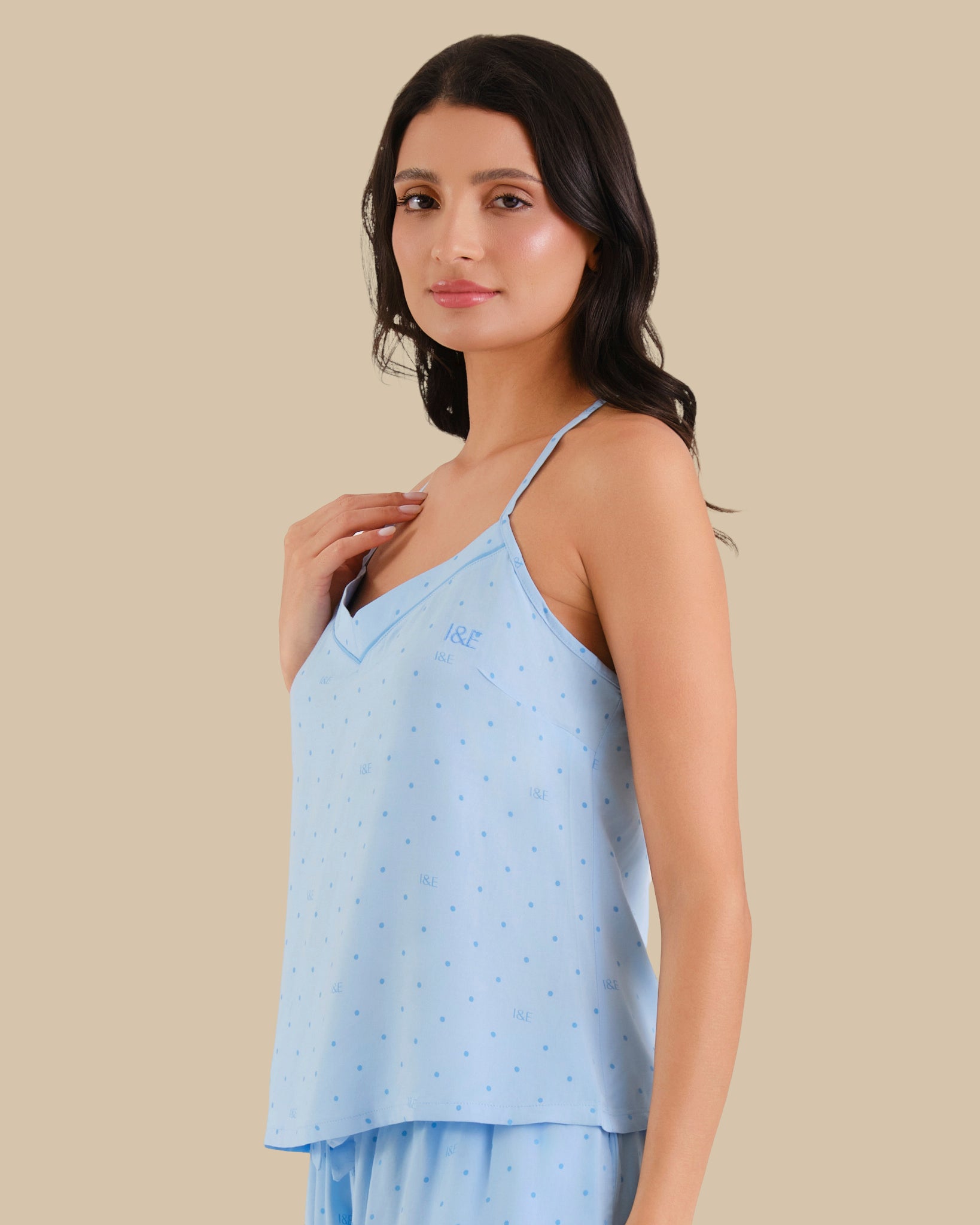 WOMEN'S CAMI WITH SHORT SET BLUE POLKA DOT / S WOMEN'S CAMI WITH SHORT SET BLUE POLKA DOT / S