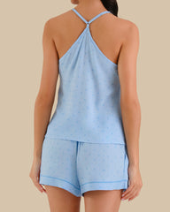 WOMEN'S CAMI WITH SHORT SET BLUE POLKA DOT / S