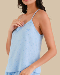 WOMEN'S CAMI WITH SHORT SET BLUE POLKA DOT / S