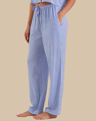 WOMEN'S SHORT SLEEVE PAJAMA SET BLUE CHECK-LSI / S