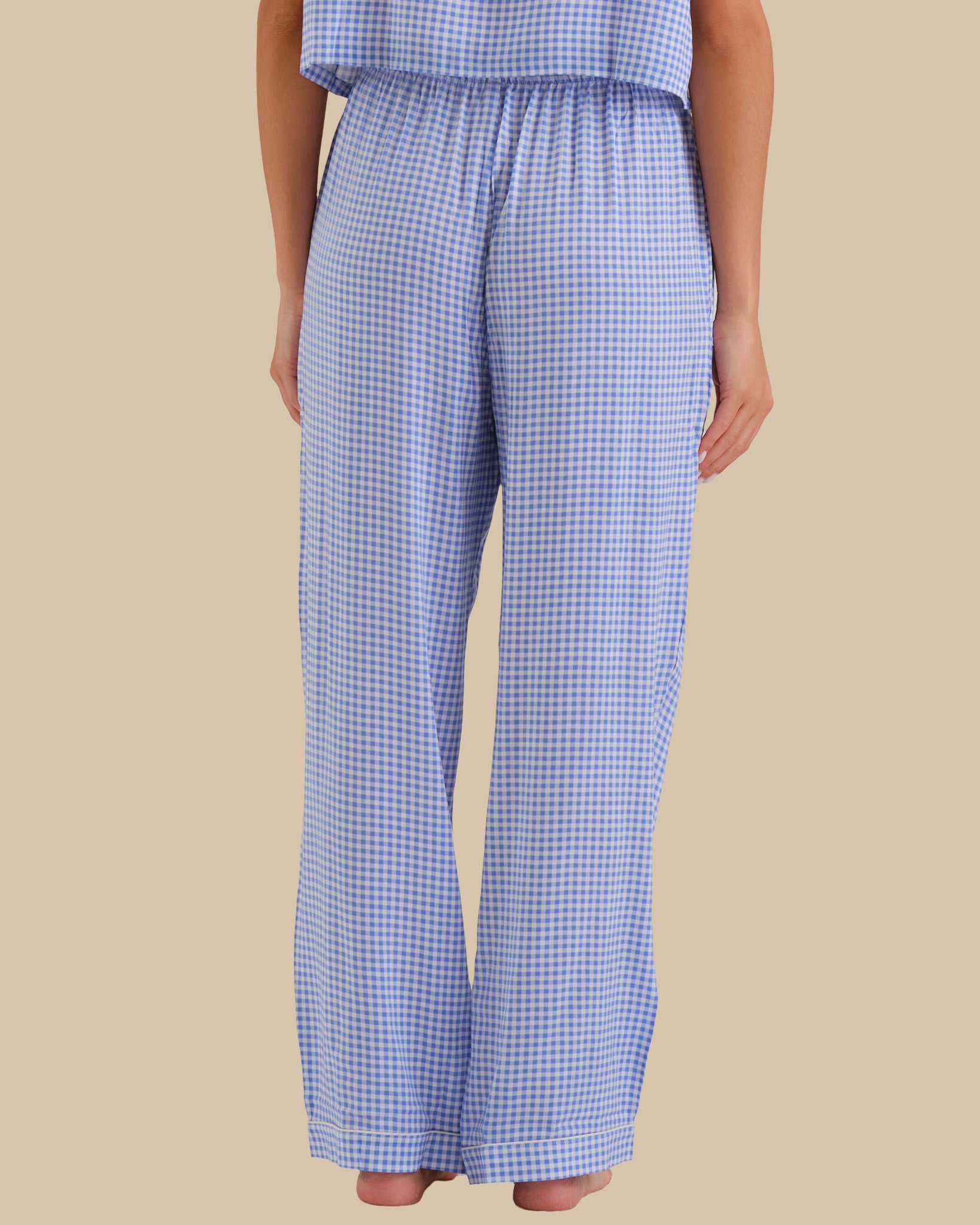 WOMEN'S SHORT SLEEVE PAJAMA SET BLUE CHECK-LSI / S