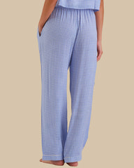 WOMEN'S SHORT SLEEVE PAJAMA SET BLUE CHECK-LSI / S