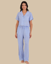 WOMEN'S SHORT SLEEVE PAJAMA SET BLUE CHECK-LSI / S