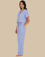 WOMEN'S SHORT SLEEVE PAJAMA SET BLUE CHECK-LSI / S