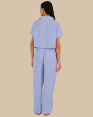 WOMEN'S SHORT SLEEVE PAJAMA SET BLUE CHECK-LSI / S