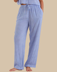 WOMEN'S SHORT SLEEVE PAJAMA SET BLUE CHECK-LSI / S