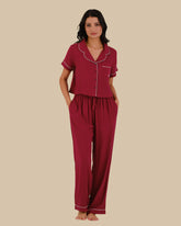 WOMEN'S SHORT SLEEVE PAJAMA SET RED-LSI / S