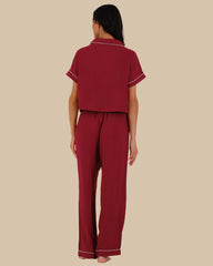 WOMEN'S SHORT SLEEVE PAJAMA SET RED-LSI / S