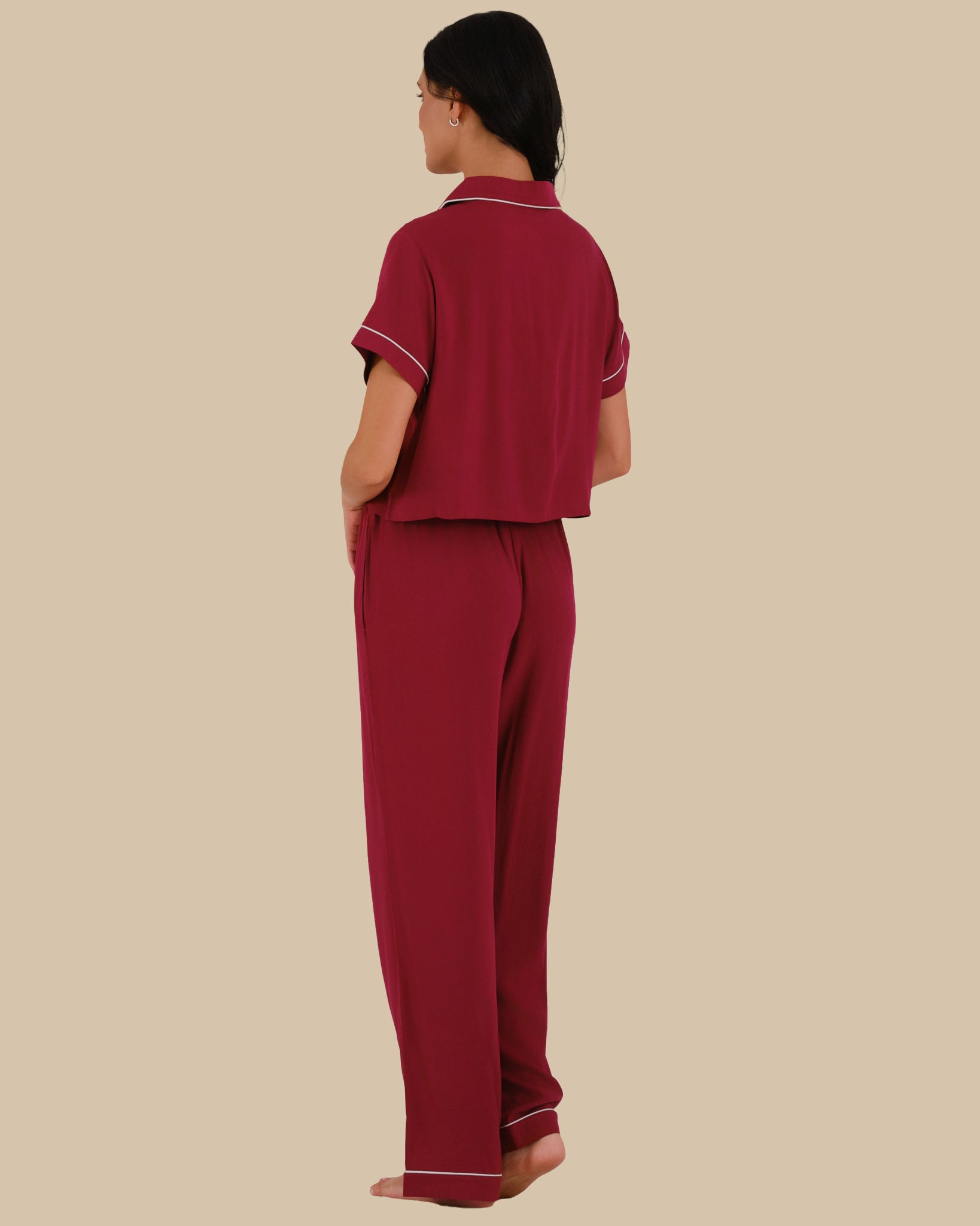 WOMEN'S SHORT SLEEVE PAJAMA SET RED-LSI / S
