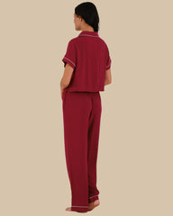 WOMEN'S SHORT SLEEVE PAJAMA SET RED-LSI / S