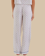 WOMEN'S SHORT SLEEVE PAJAMA SET POLKA DOT - WHITE-LSI / S