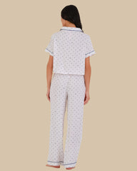 WOMEN'S SHORT SLEEVE PAJAMA SET POLKA DOT - WHITE-LSI / S