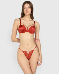 Isla & Evie Obvious Double Pushup Plunge Bra RED OCHRE / 34B