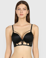 Isla & Evie Obvious Double Pushup Plunge Bra BLACK / 34B