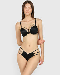 Isla & Evie Obvious Double Pushup Plunge Bra BLACK / 34B