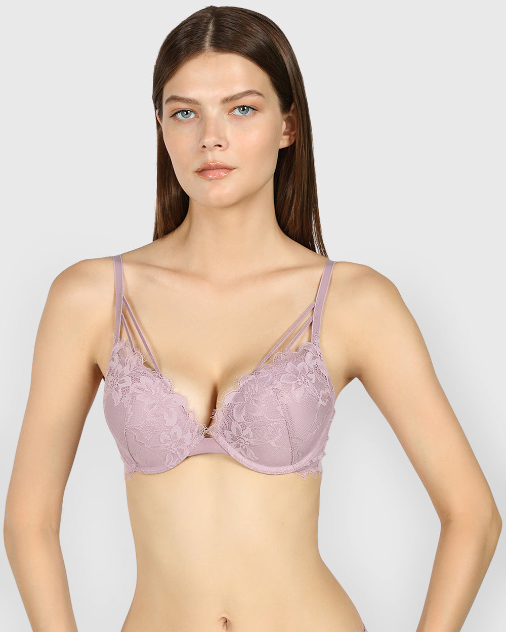 Isla & Evie Obvious Double Pushup Plunge Bra SEA FOG / 34B