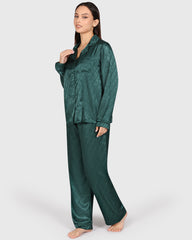 Isla & Evie Sexy Sleep 2-Piece Long Pant Dark Green / S