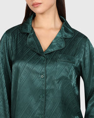 Isla & Evie Sexy Sleep 2-Piece Long Pant Dark Green / S