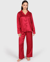 Isla & Evie Sexy Sleep 2-Piece Long Pant Dark Pink / S