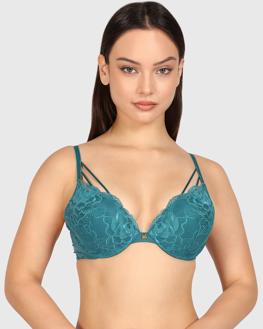Isla & Evie Obvious Double Pushup Plunge Bra Dark Blue / 34B