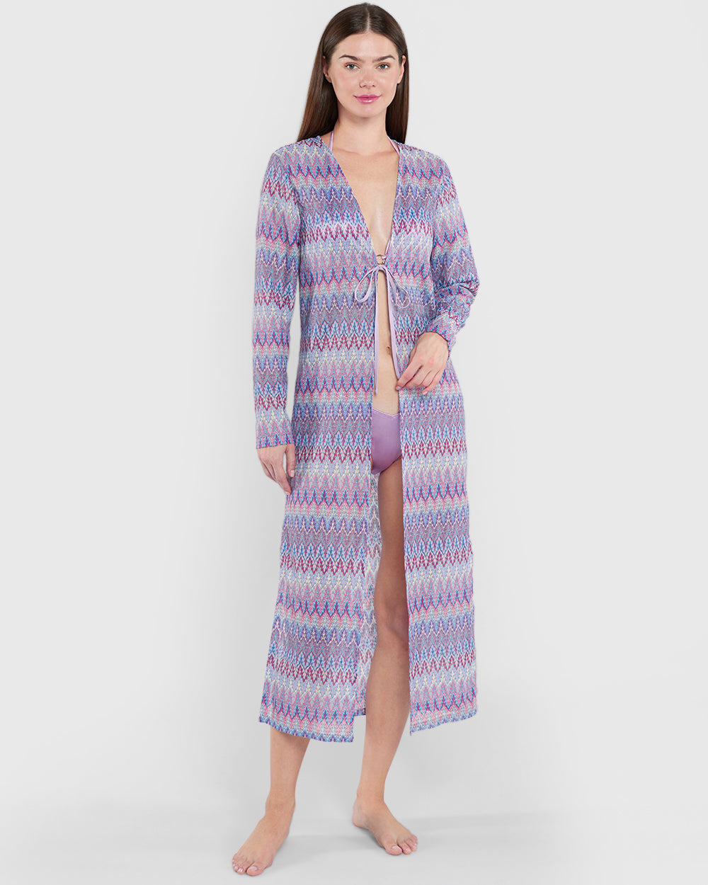 Isla & Evie Crochet Maxi Coverup Purple / S