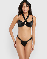 Isla & Evie Cross Front Bikini Top Black / S