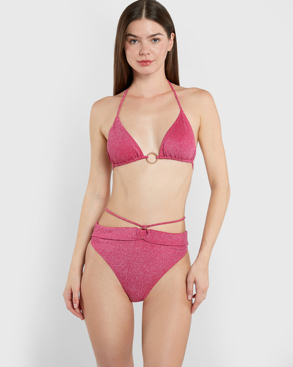 Isla & Evie Triangle Bikini Top Pink / S