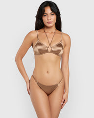 Isla & Evie Halter Tie Bikini Top Toffee / S