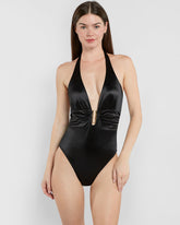 Isla & Evie Plunge Swimsuit Black / S