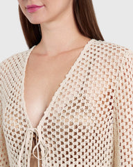 Isla & Evie Short Crochet Cardigan Cream / S