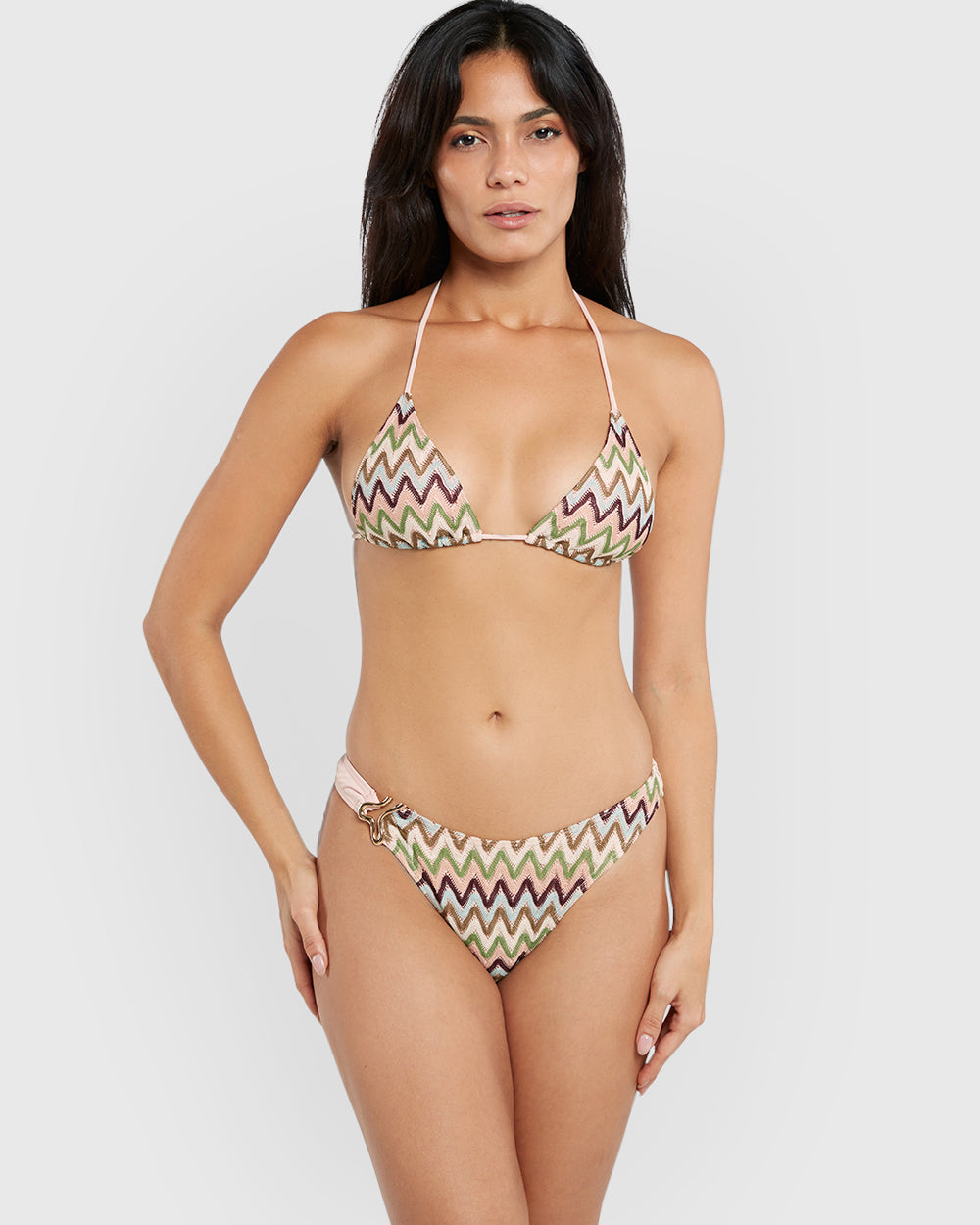 Isla & Evie Crochet Triangle Bikini Top Multicolor / S