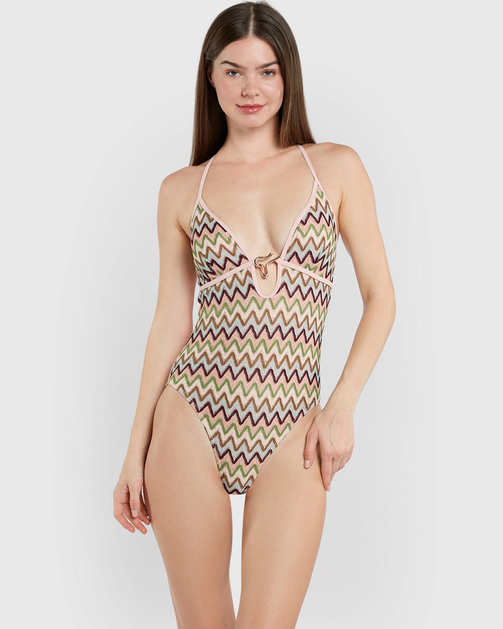 Isla & Evie Crochet Decal Swimsuit Multicolor / S