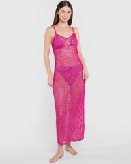Isla & Evie Crochet Maxi Coverup Pink / S