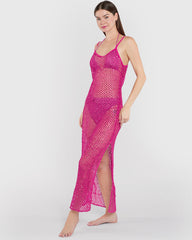 Isla & Evie Crochet Maxi Coverup Pink / S