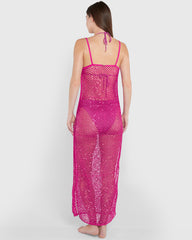 Isla & Evie Crochet Maxi Coverup Pink / S