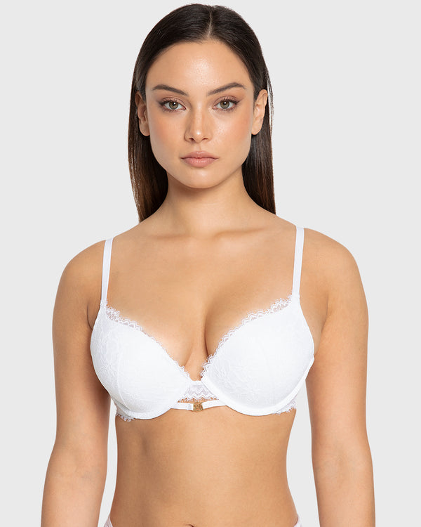 Isla & Evie Bright White Double Push Up Plunge Bra Bright White / 34B
