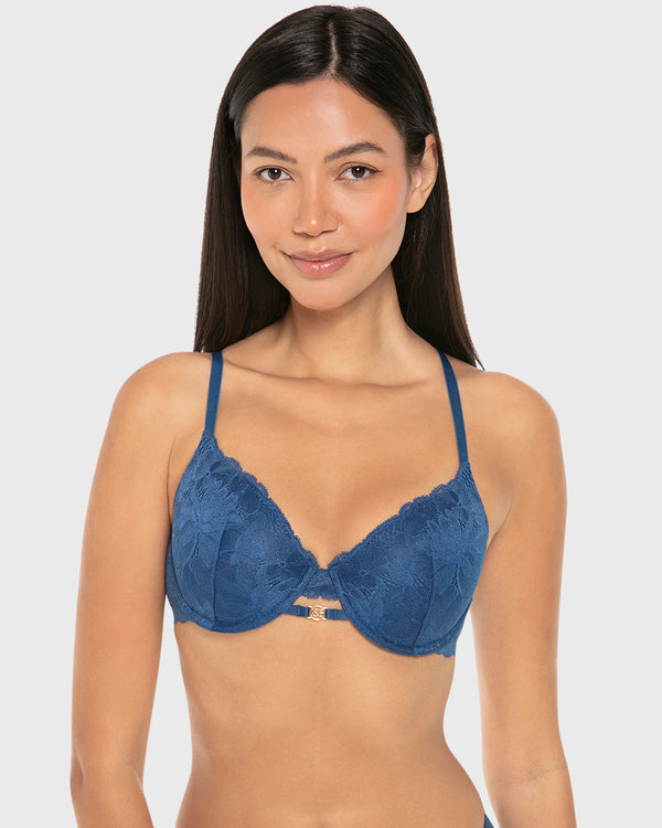 La Senza Isla And Evie Lightly Lined Full Coverage Bra Navy Peony / 34B