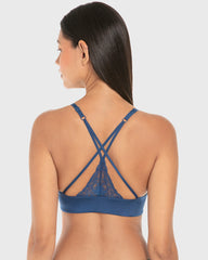 La Senza Isla & Evie Sexy Fashion Double Push Up Plunge Bra – Navy Peony Navy Peony / 34B