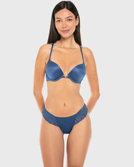 La Senza Isla And Evie Sexy Fashion Lace Thong Panty Navy Peony Navy Peony / S