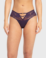 Isla & Evie Purple Velvet Lace Thong Panty Purple Velvet / S