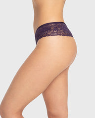 Isla & Evie Purple Velvet Lace Thong Panty Purple Velvet / S