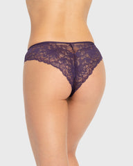 Isla & Evie Purple Velvet Lace Cheeky Panty Purple Velvet / S