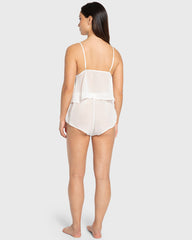 Isla & Evie Bright White Chiffon Cami Pajama Set Bright White / S
