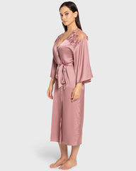 Isla & Evie Nostalgia Rose Satin Robe Nostalgia Rose / S
