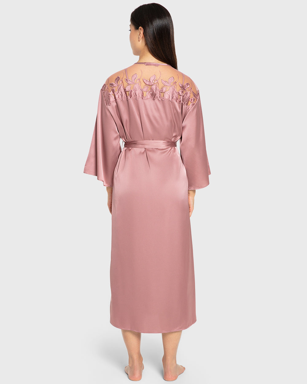 Isla & Evie Nostalgia Rose Satin Robe Nostalgia Rose / S