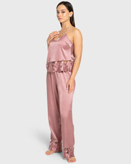 Isla & Evie Nostalgia Rose Satin Pajama Set Nostalgia Rose / S