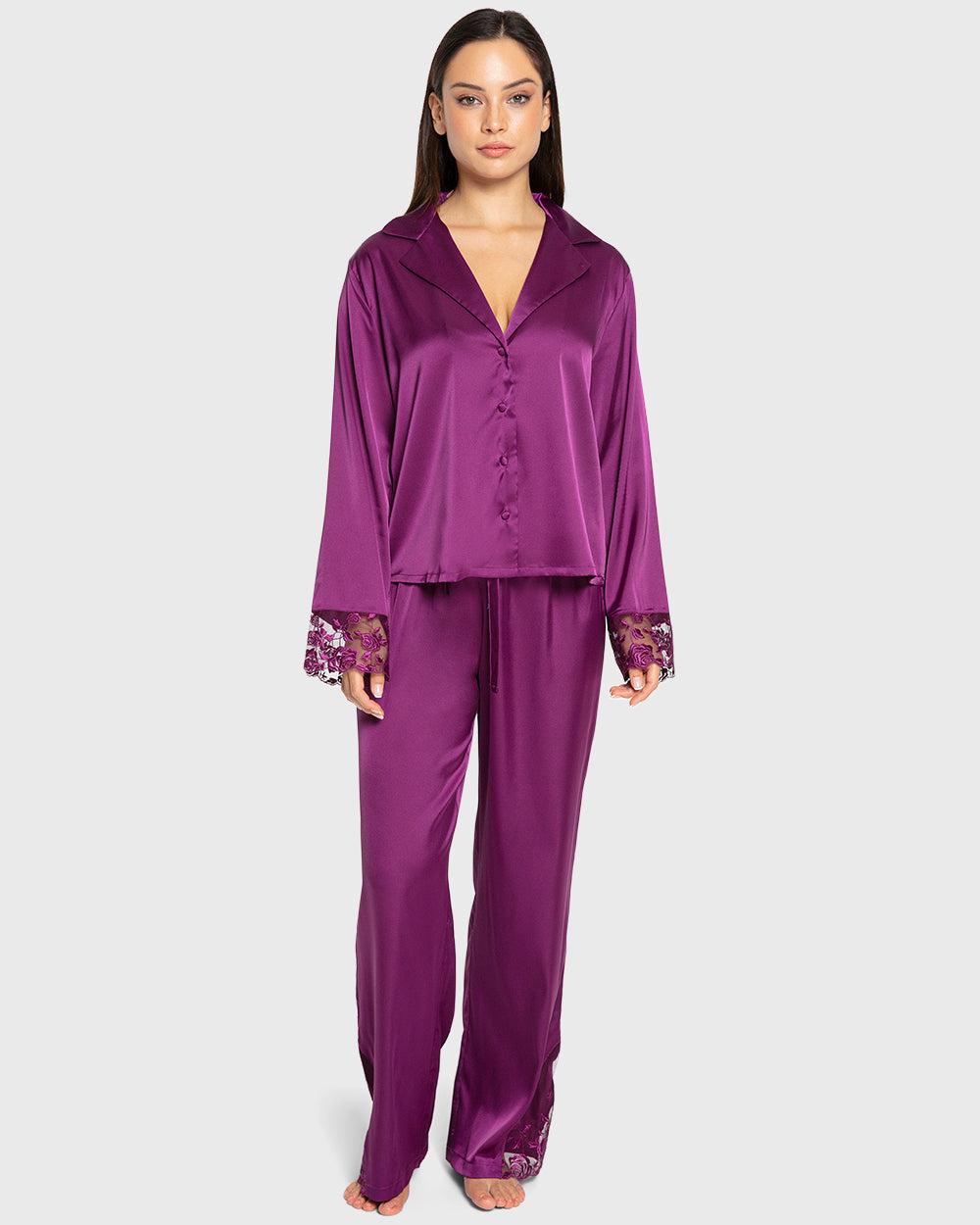 Isla & Evie Purple Potion Satin Pajama Set Purple Potion / S