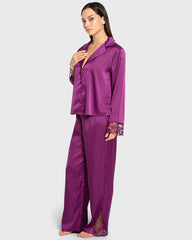 Isla & Evie Purple Potion Satin Pajama Set Purple Potion / S